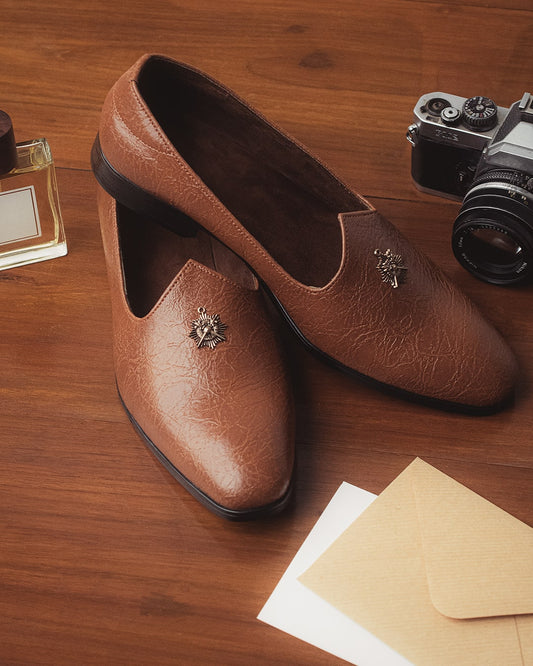 Rich Leather Light Brown -Tan Mojari