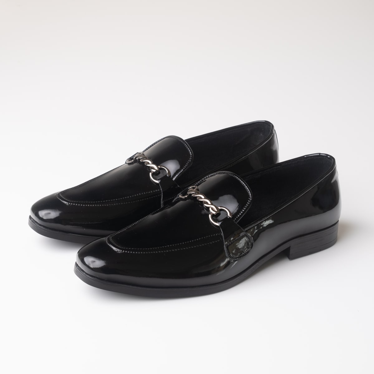 Ultra Shine Black Vegan Leather Buckle Loafers