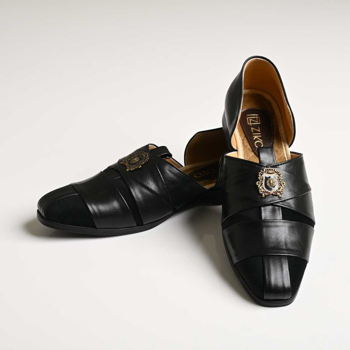 Black leather sandals