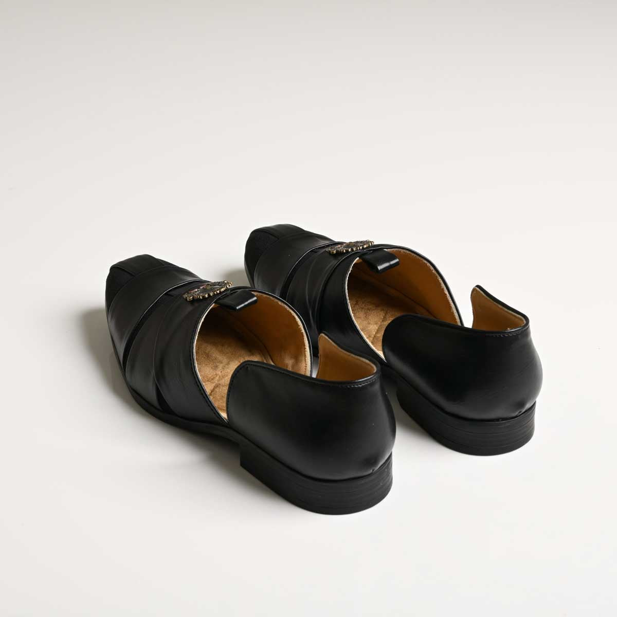 Black leather sandals