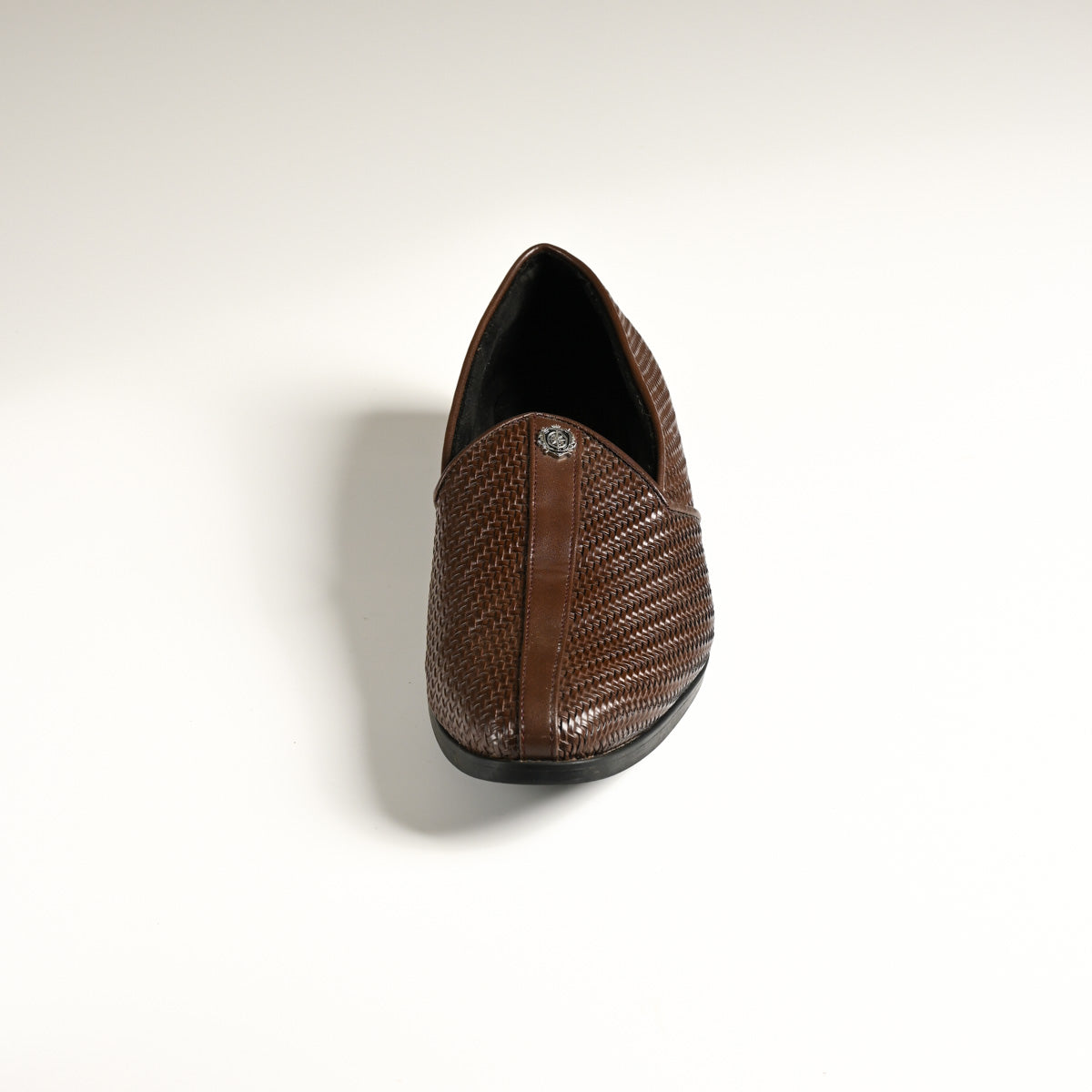 Men's Mocha Brown Woven Textured Slip-On Loafers