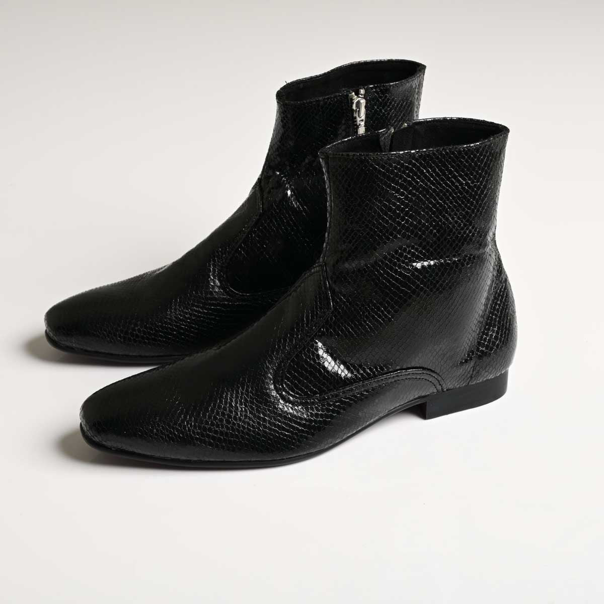 Men's Black Textured Ankle Boots