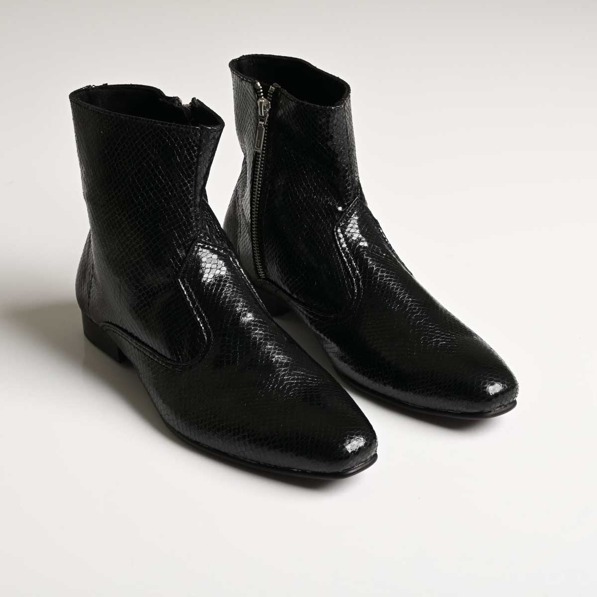 Men's Black Textured Ankle Boots