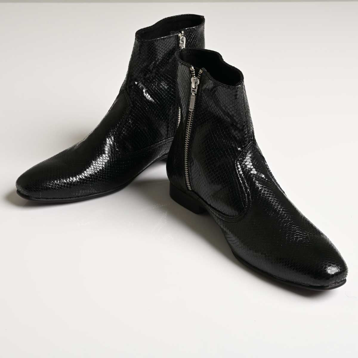 Men's Black Textured Ankle Boots