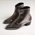 Men's Metallic Grey Leather Ankle Boots