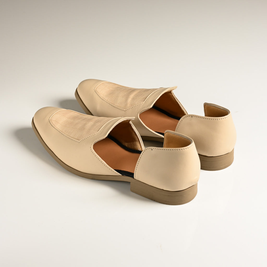 Men's Beige Embossed Textured Designer Slip-On Loafers