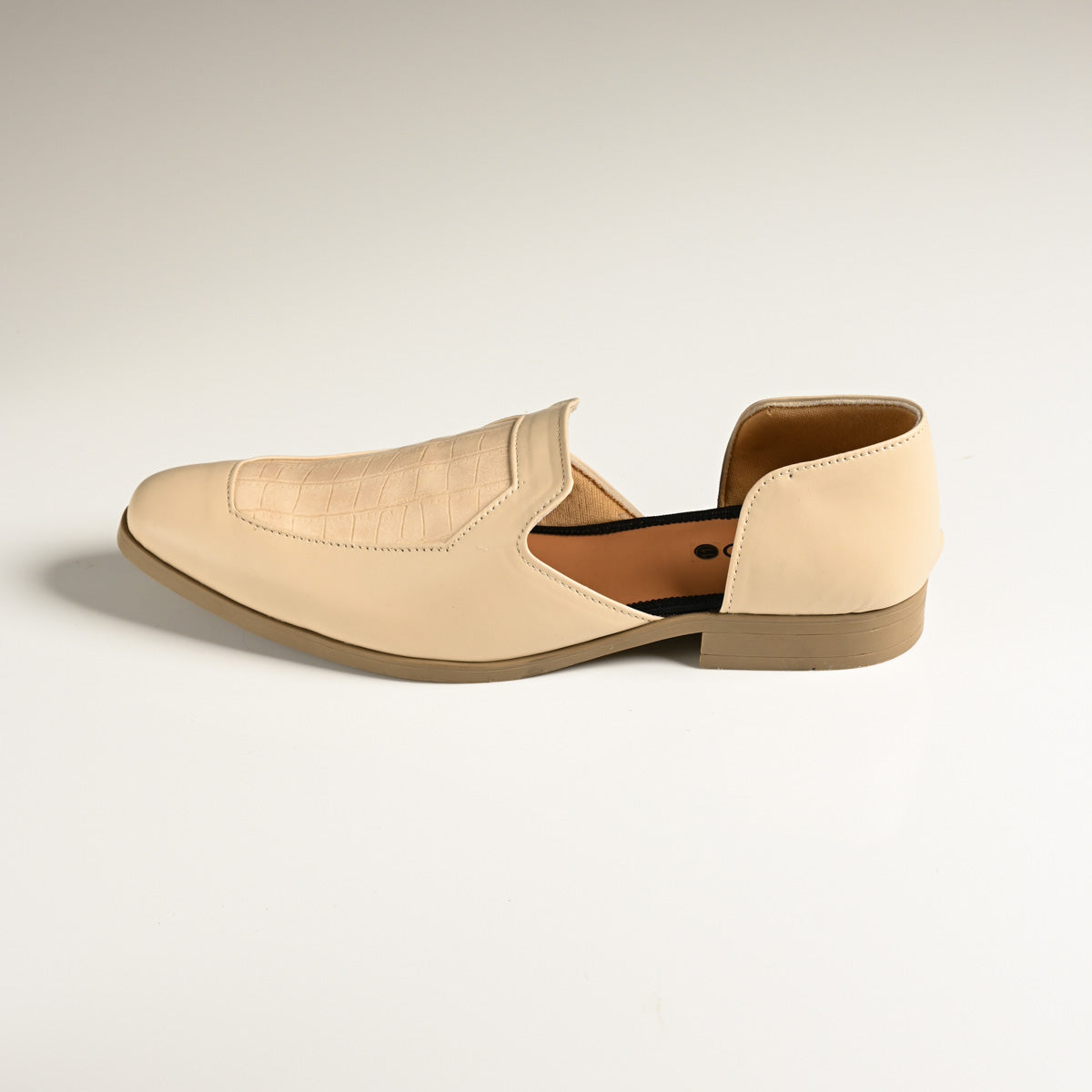 Men's Beige Embossed Textured Designer Slip-On Loafers