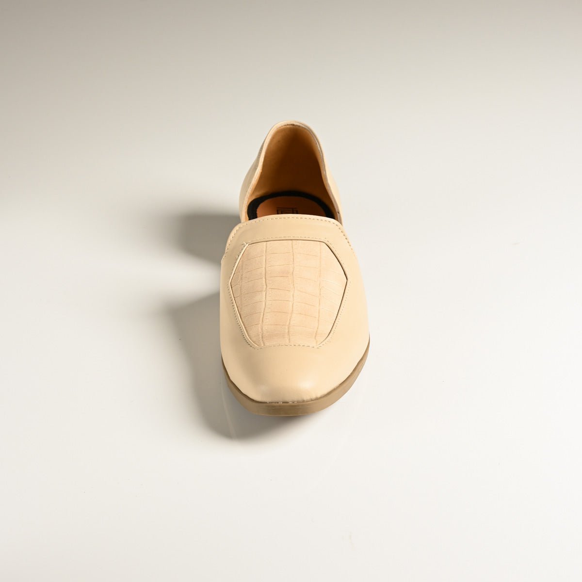 Men's Beige Embossed Textured Designer Slip-On Loafers - Zikolifestyle