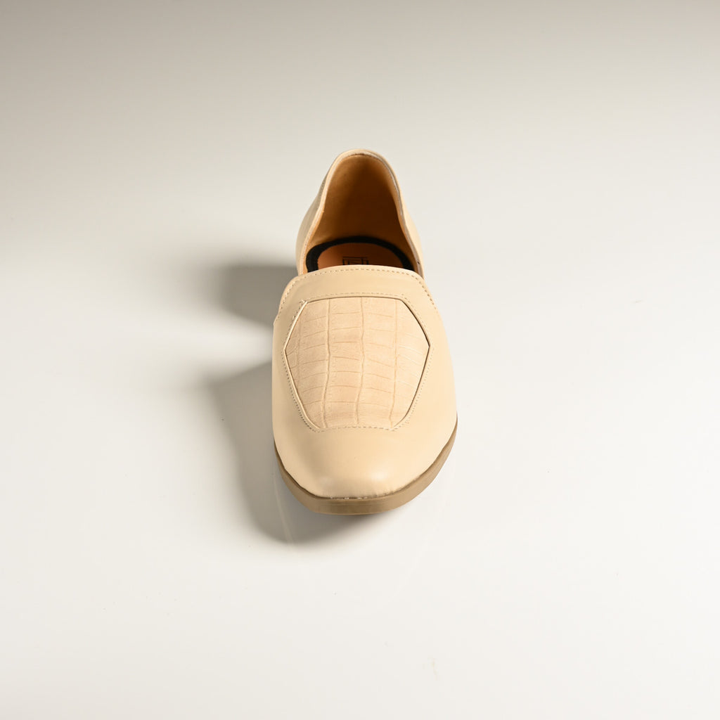 Men's Beige Embossed Textured Designer Slip-On Loafers