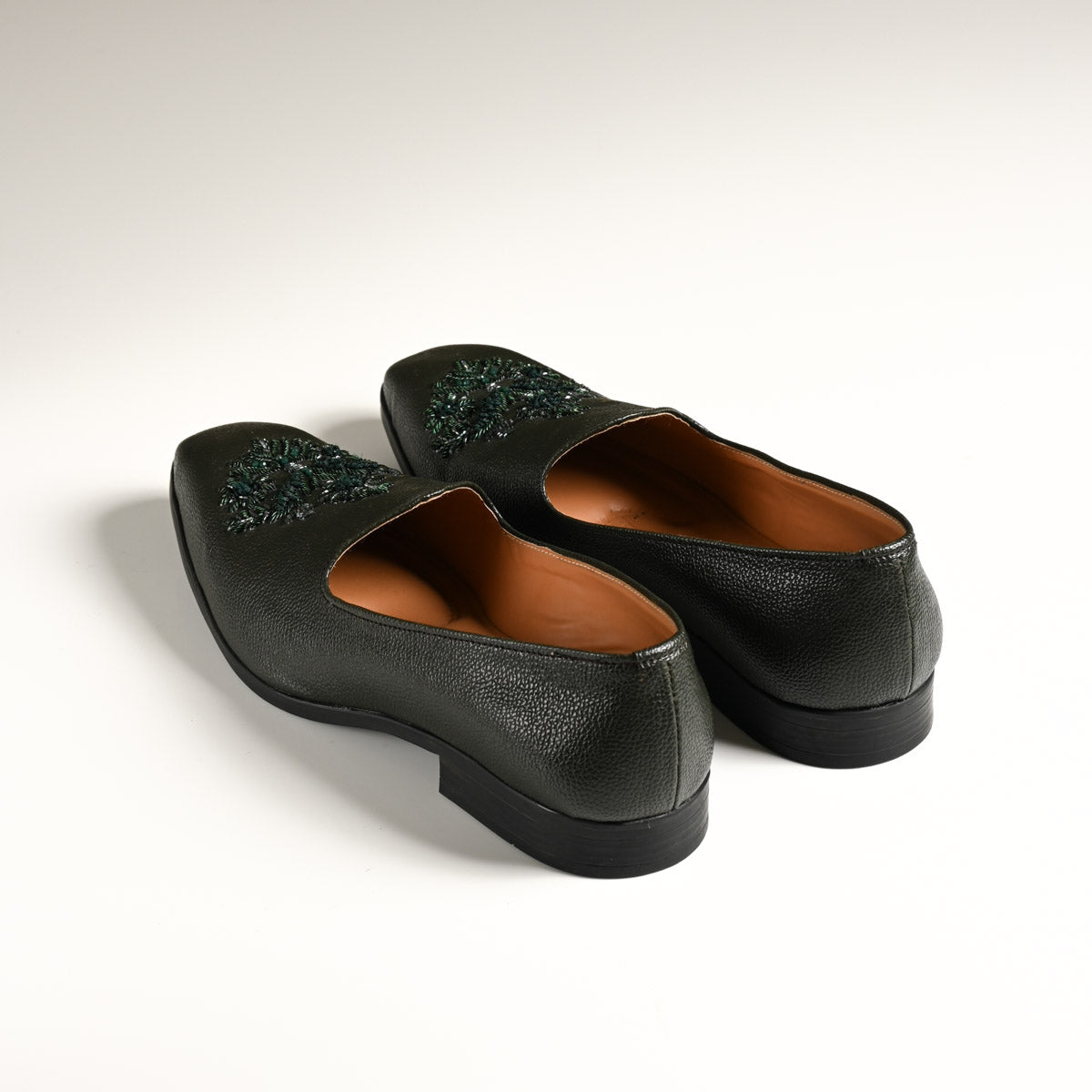 Men's Black Embroidered Designer Slip-On Loafers