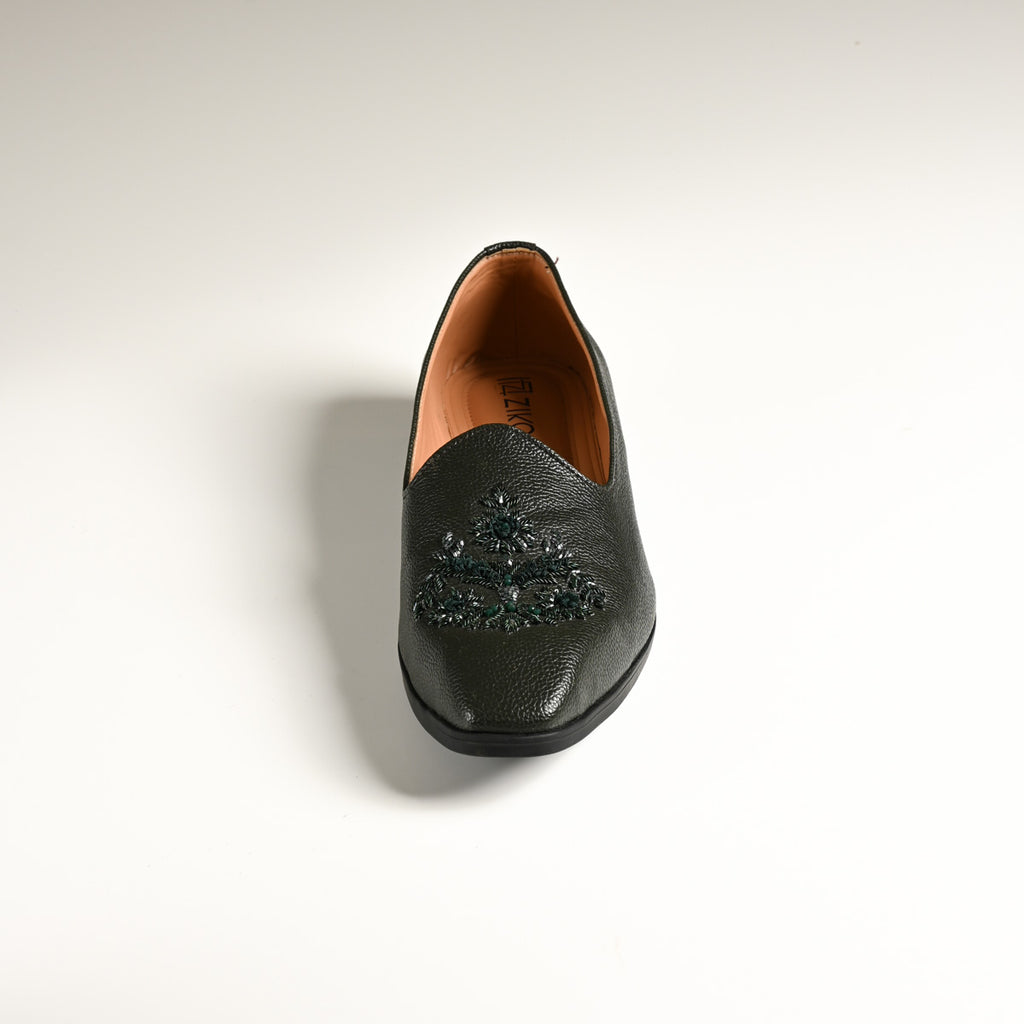 Men's Black Embroidered Designer Slip-On Loafers