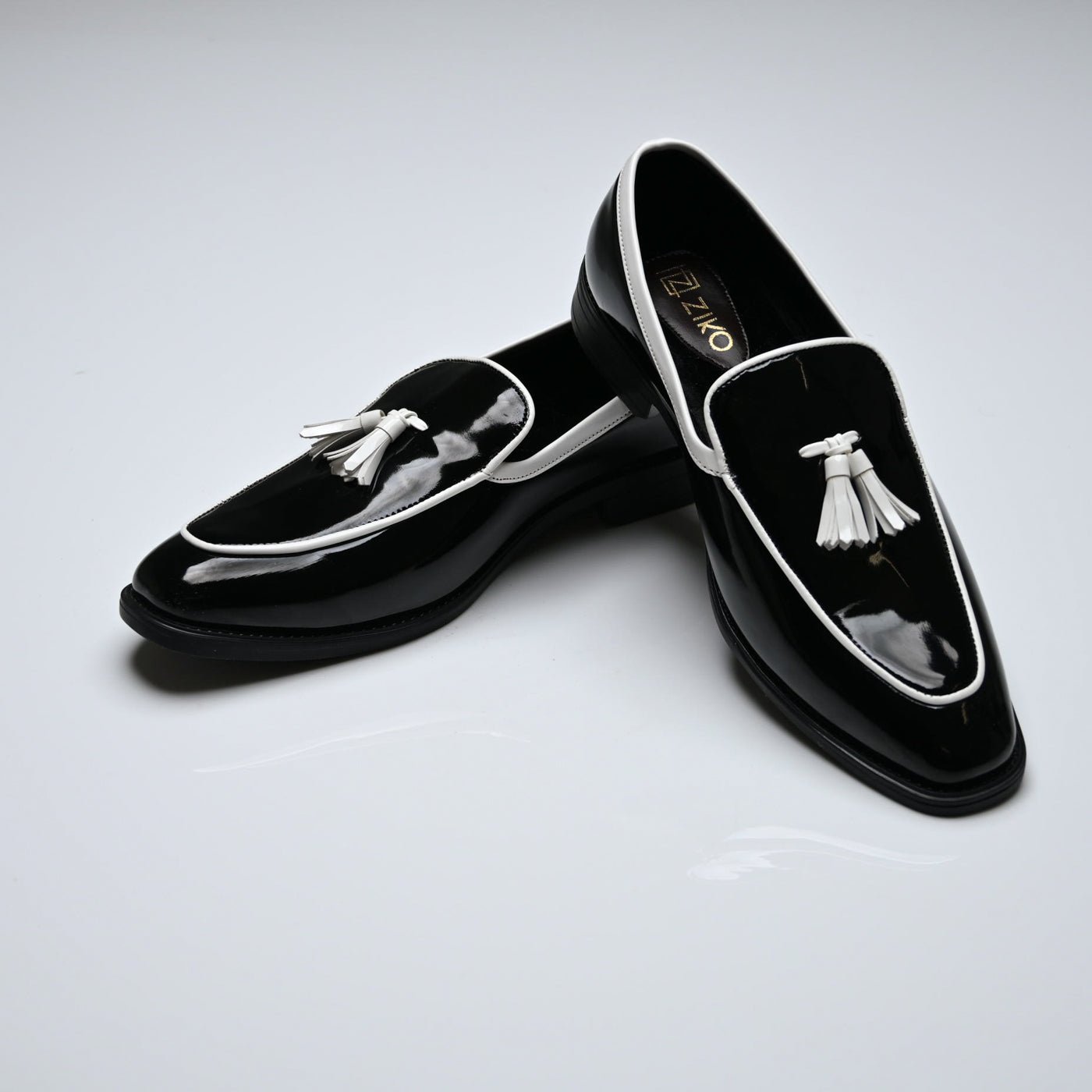 Men's Black Patent Leather Tassel Loafers - Zikolifestyle
