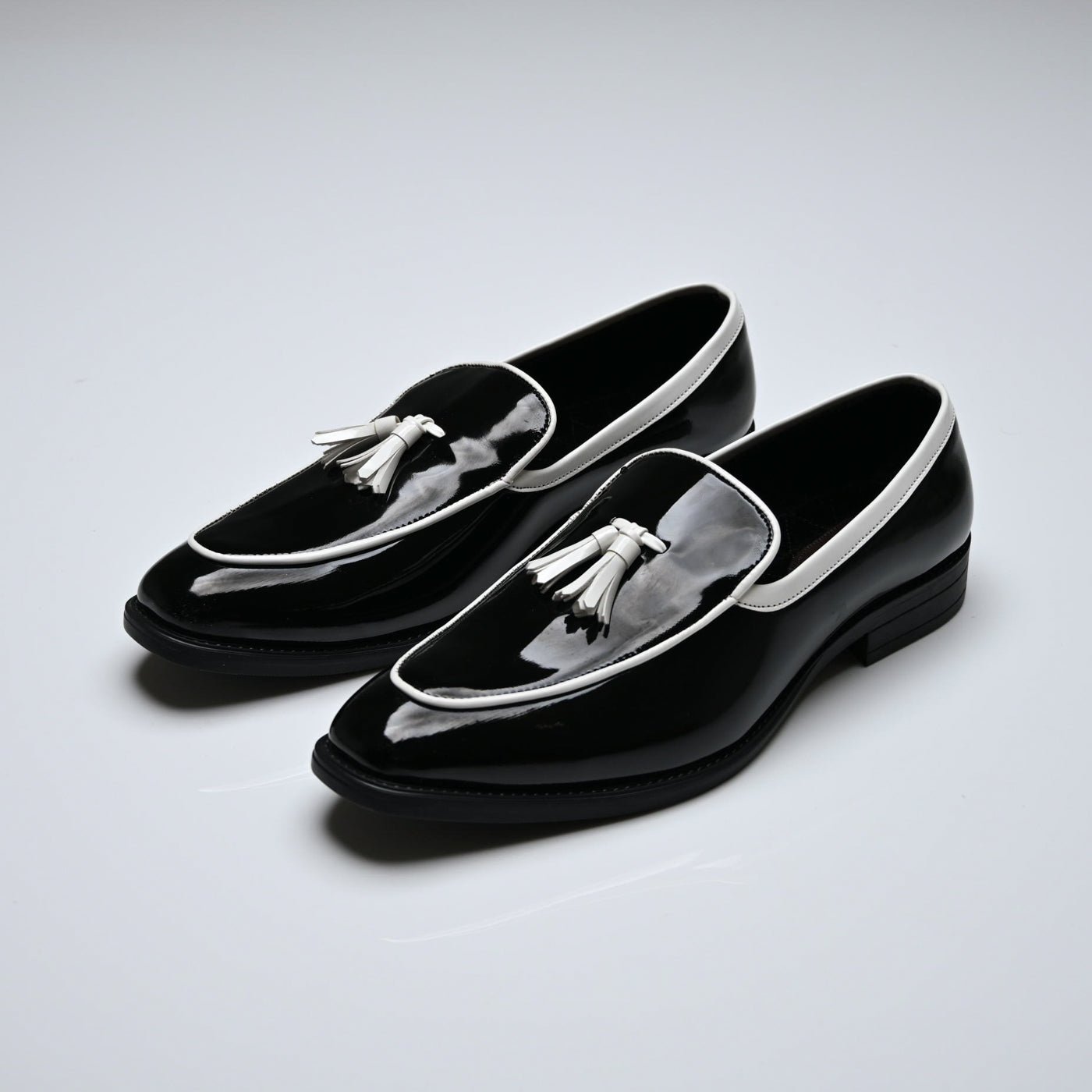 Men's Black Patent Leather Tassel Loafers - Zikolifestyle