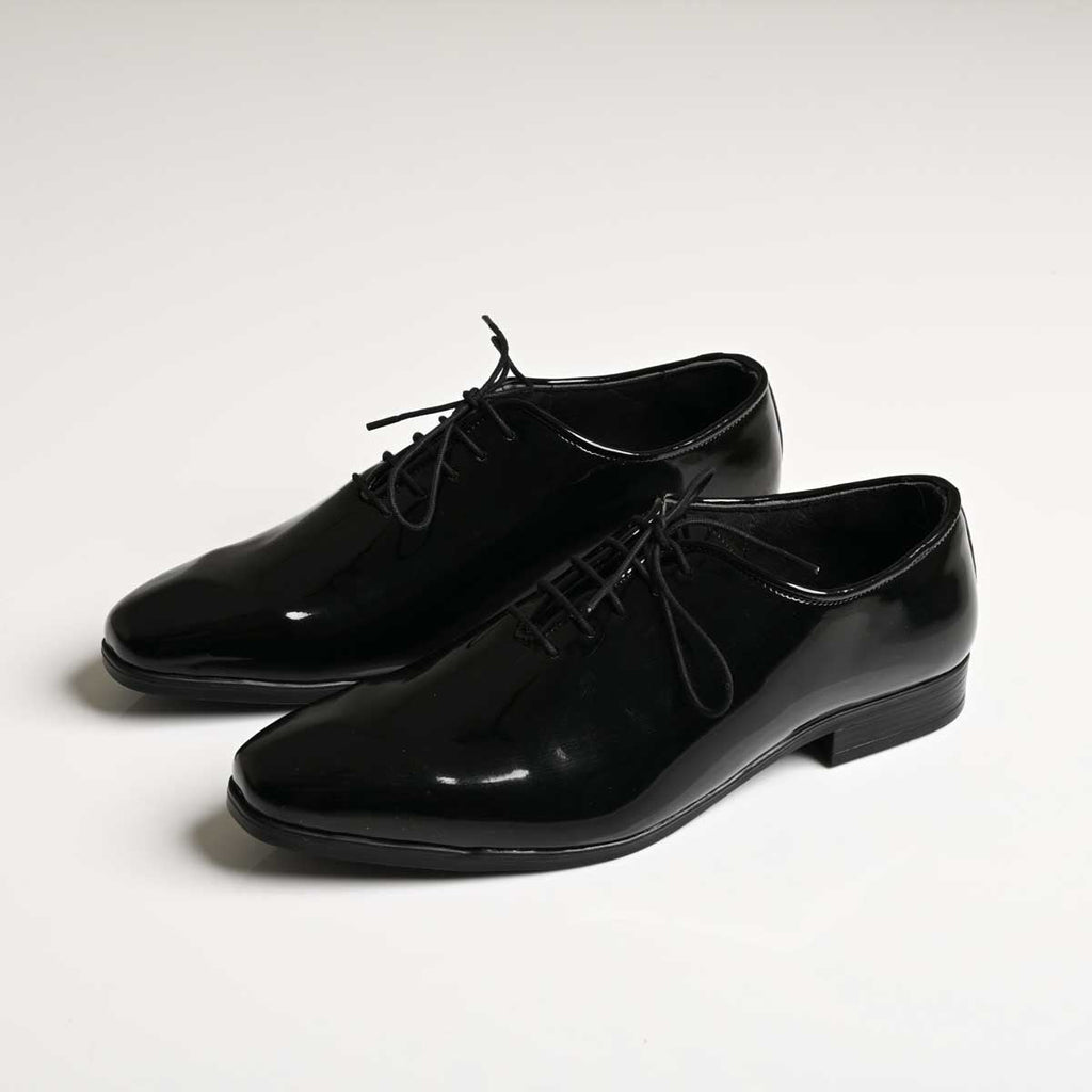 Men's Black Patent Vegan Leather Oxford Formal Shoes - Zikolifestyle