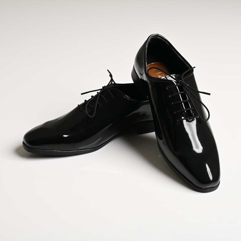 Men's Black Patent Vegan Leather Oxford Formal Shoes - Zikolifestyle
