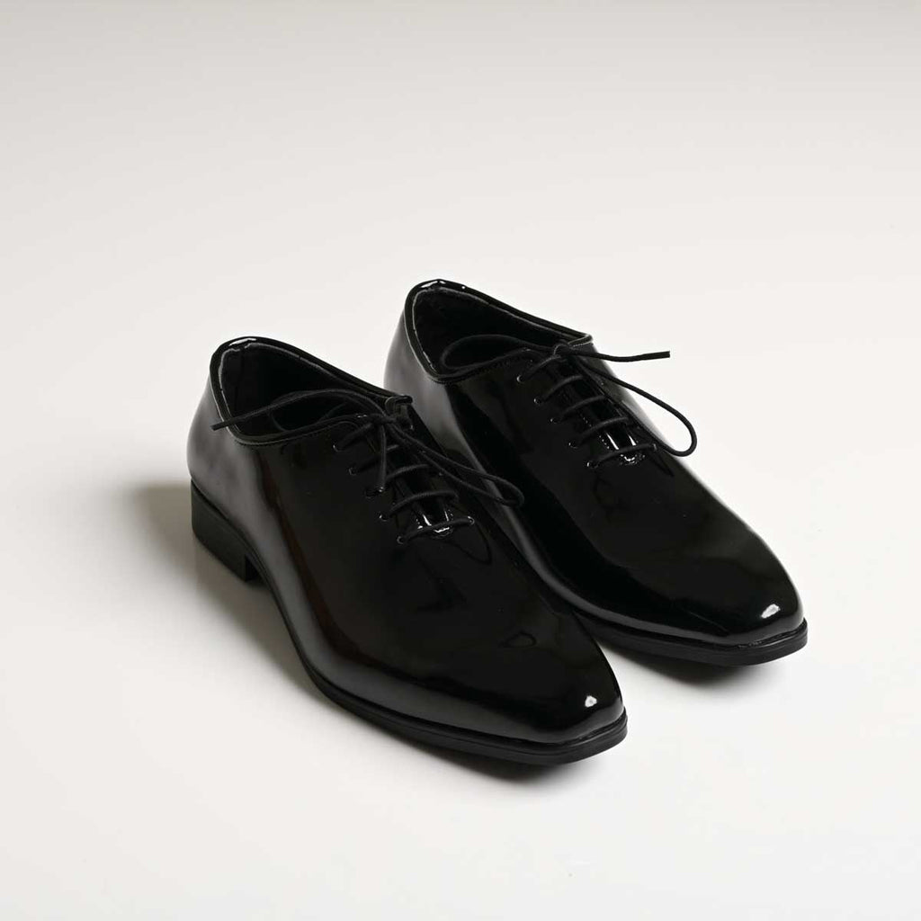 Men's Black Patent Vegan Leather Oxford Formal Shoes - Zikolifestyle