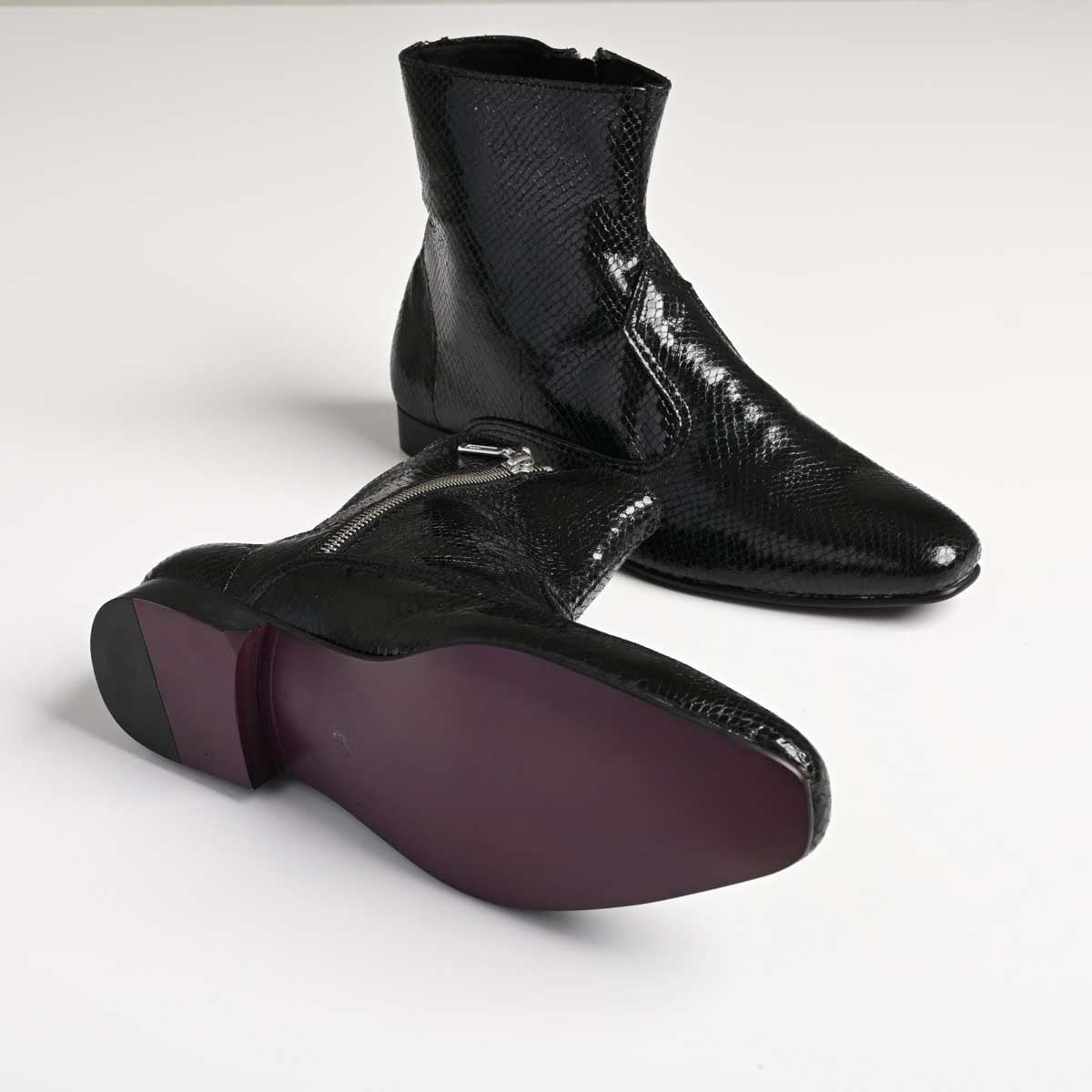 Men's Black Textured Ankle Boots - Zikolifestyle