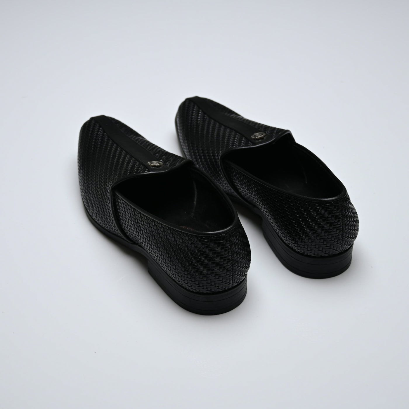 Men's Black Woven Textured Slip-On Loafers - Zikolifestyle