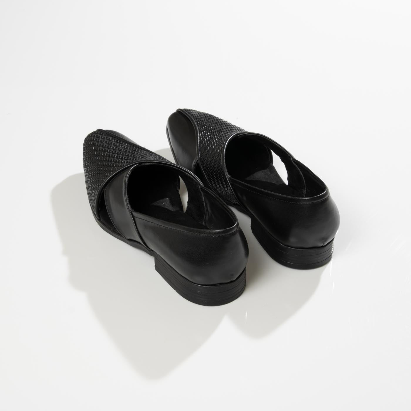 Men's Black Woven Vegan Leather Side Cut Slip-On Shoes - Zikolifestyle