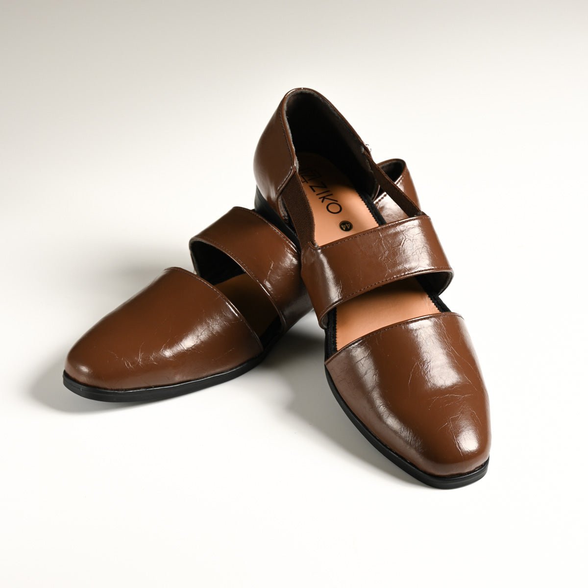 Men's Brown Glossy Closed-Toe Double-Strap Designer Sandals - Zikolifestyle