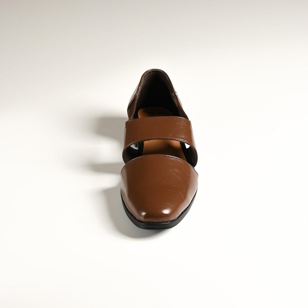 Men's Brown Glossy Closed-Toe Double-Strap Designer Sandals