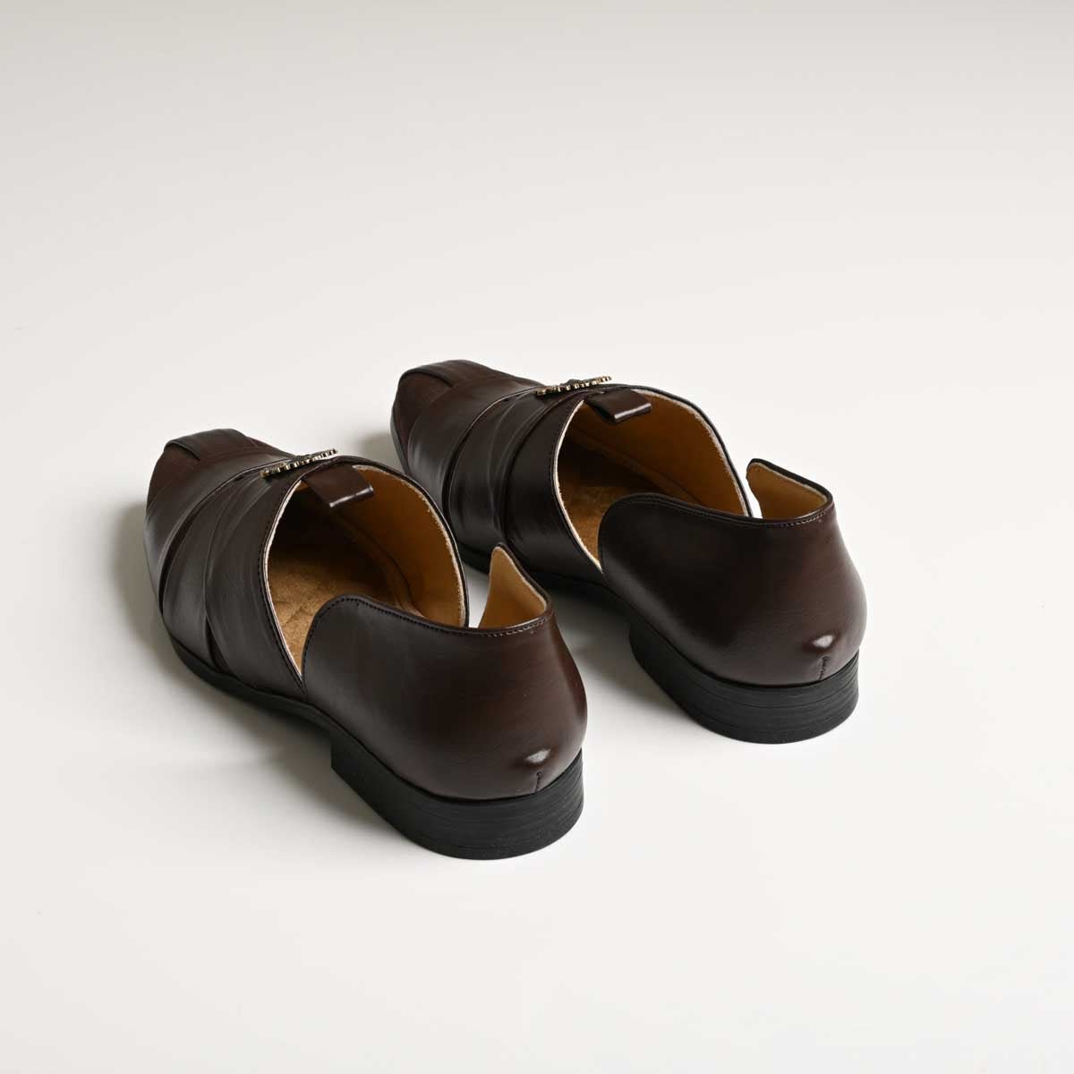 Men's Brown Layered Strap Vegan Leather Ethnic Slip-On Shoes - Zikolifestyle