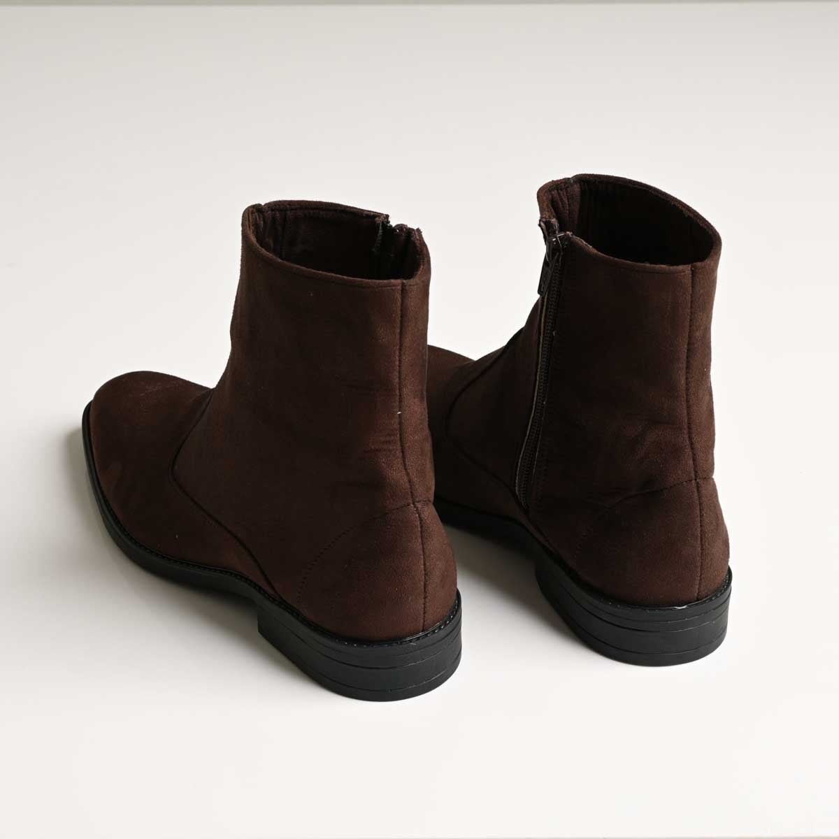 Men's Brown Suede Finish Side Zip Ankle Boots - Zikolifestyle