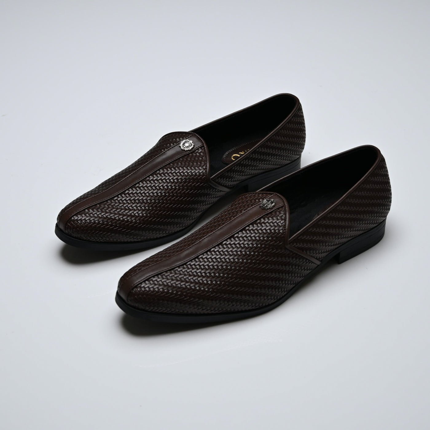Men's Brown Woven Textured Slip-On Loafers - Zikolifestyle