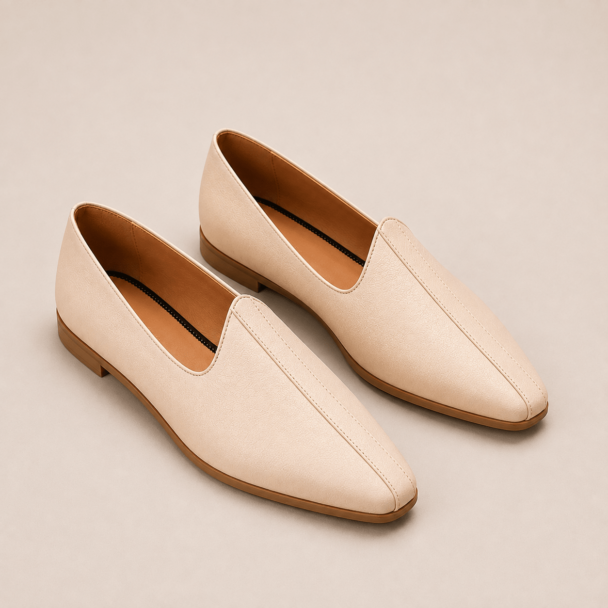 Men's Ivory Minimalist Vegan Leather Slip-On Loafers - Zikolifestyle