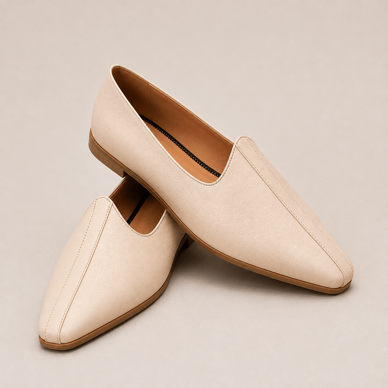 Men's Ivory Minimalist Vegan Leather Slip-On Loafers - Zikolifestyle