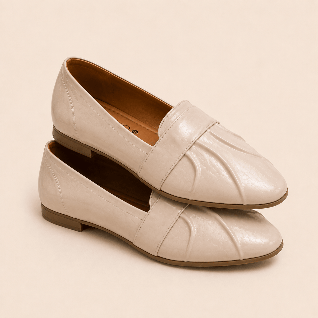 Men's Ivory Patent Vegan Leather Penny Slip-On Loafers - Zikolifestyle