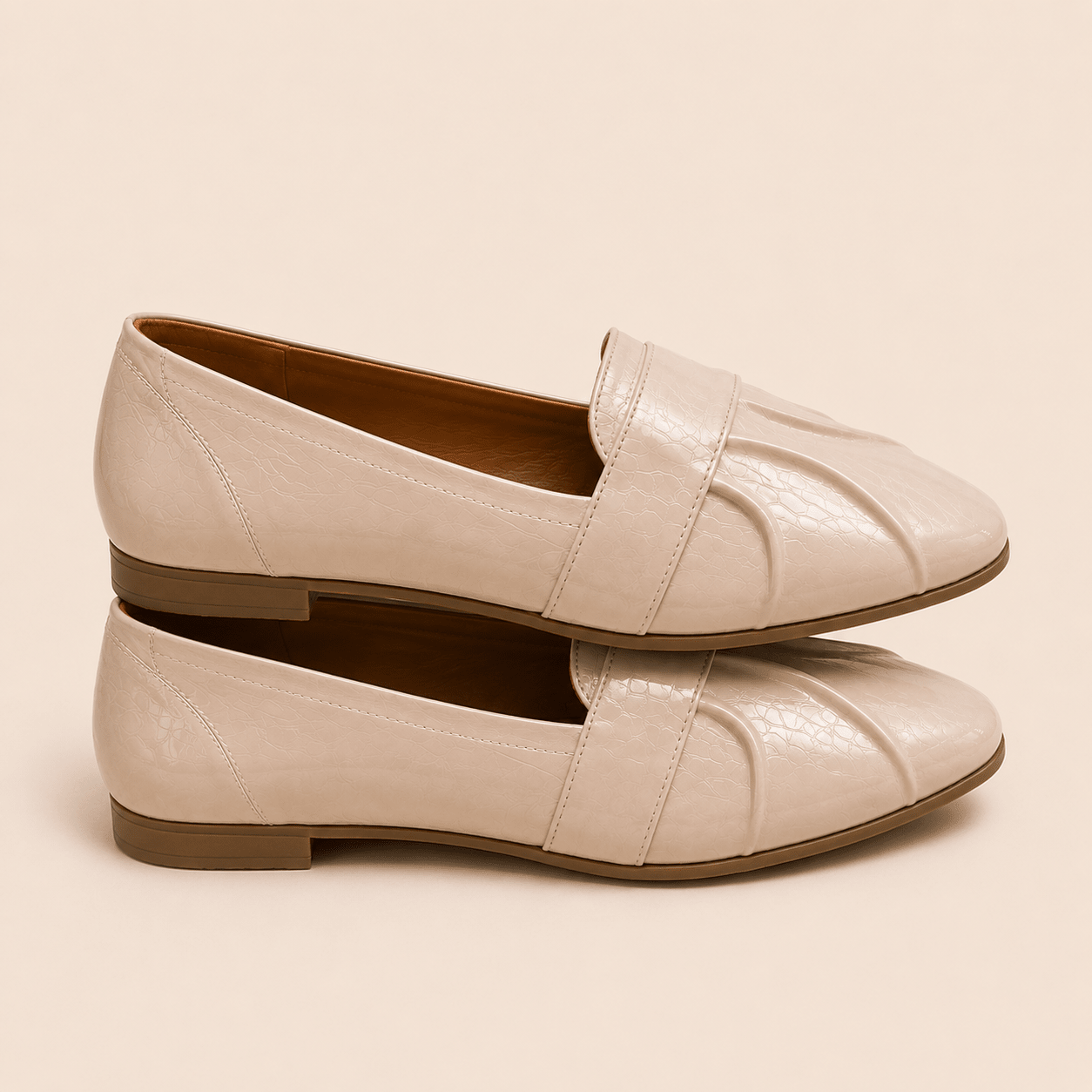 Men's Ivory Patent Vegan Leather Penny Slip-On Loafers - Zikolifestyle