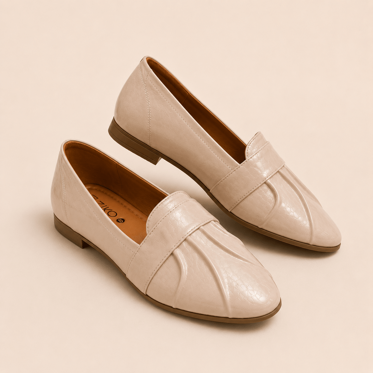 Men's Ivory Patent Vegan Leather Penny Slip-On Loafers - Zikolifestyle