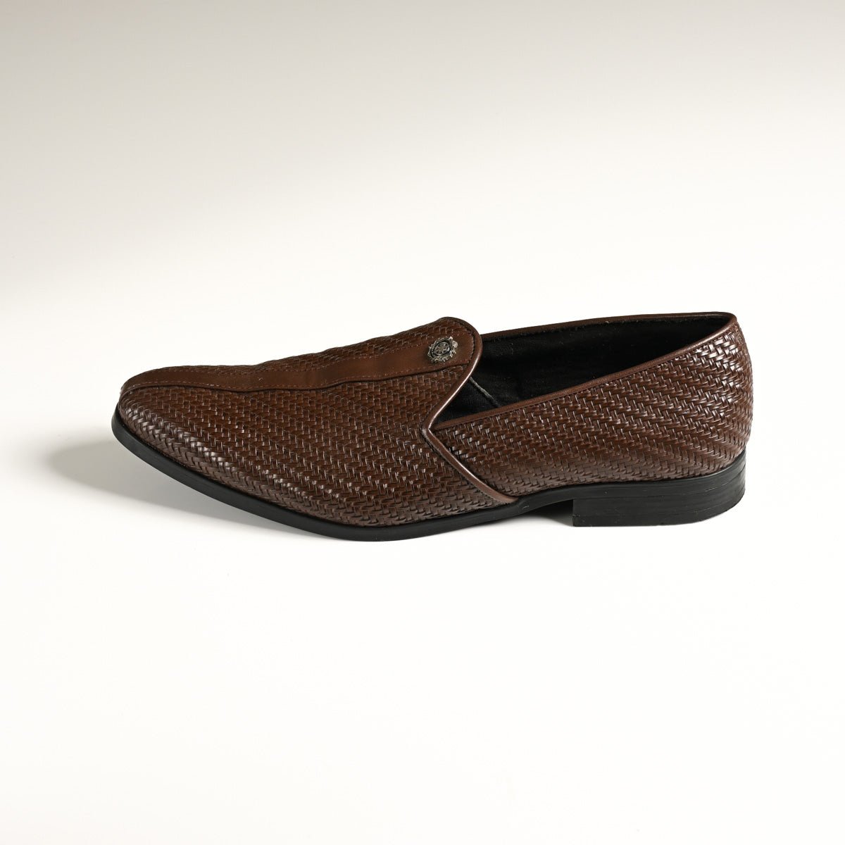 Men's Mocha Brown Woven Textured Slip-On Loafers - Zikolifestyle
