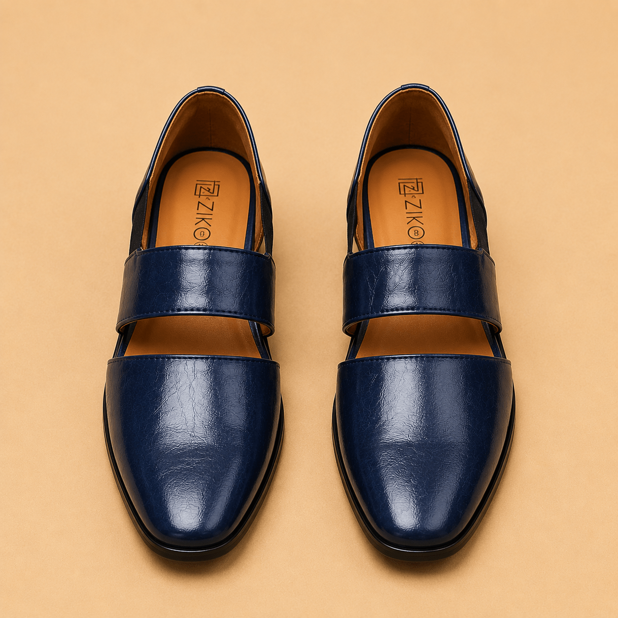 Men's Navy Blue Dual Strap Vegan Leather Slip-On Sandals - Zikolifestyle