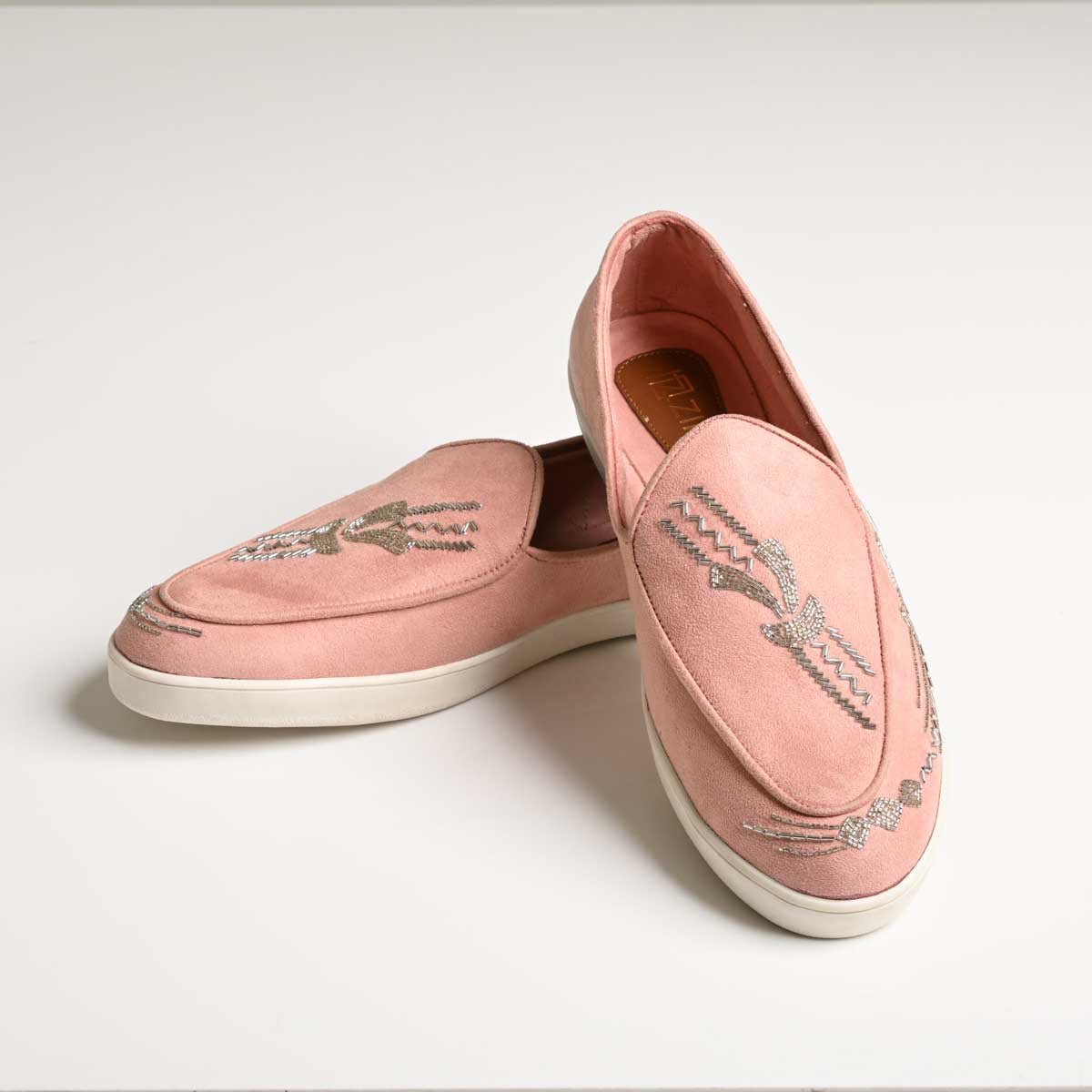 Men's Pink Embroidered Slip-On Casual Sneakers - Zikolifestyle