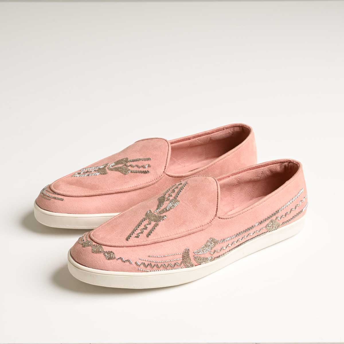 Men's Pink Embroidered Slip-On Casual Sneakers - Zikolifestyle