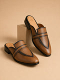 Men's Tan Classic Penny Strap Vegan Leather Mule Loafers